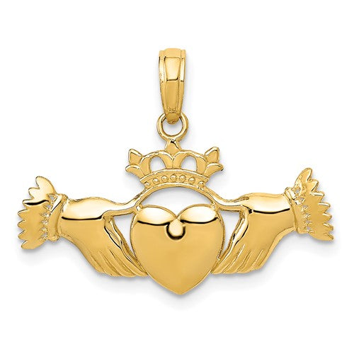 10k Polished Claddagh Pendant
