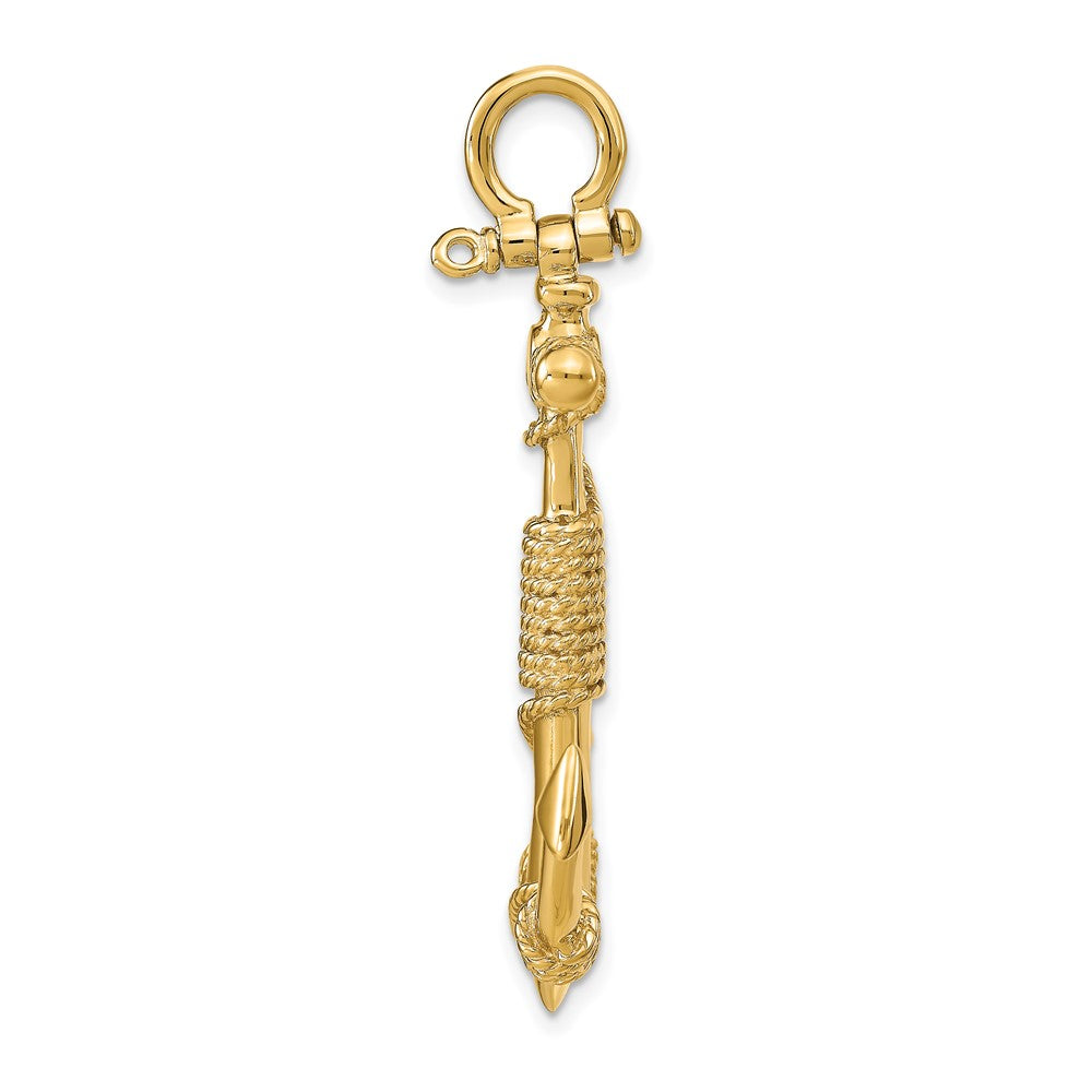 10K 3-D Solid Anchor with Rope w/Shackle Bail Pendant