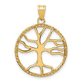 10K Tree of Life in Round Frame Pendant