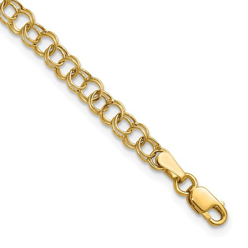 10k Hollow Double Link Charm Bracelet