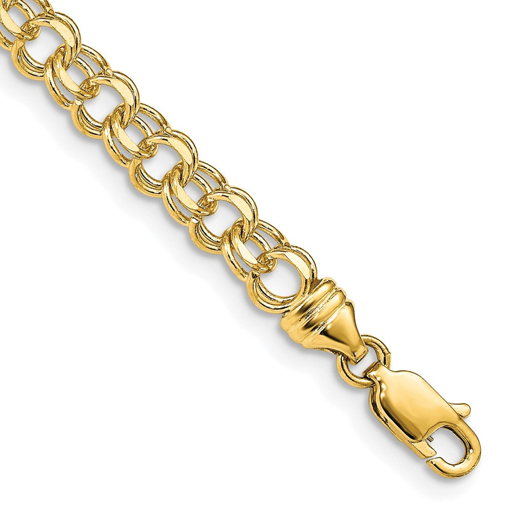 10k 7in 4.75mm Solid Double Link Charm Bracelet