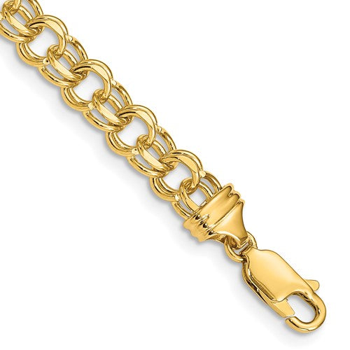 10k 7in 5.5mm Solid Double Link Charm Bracelet