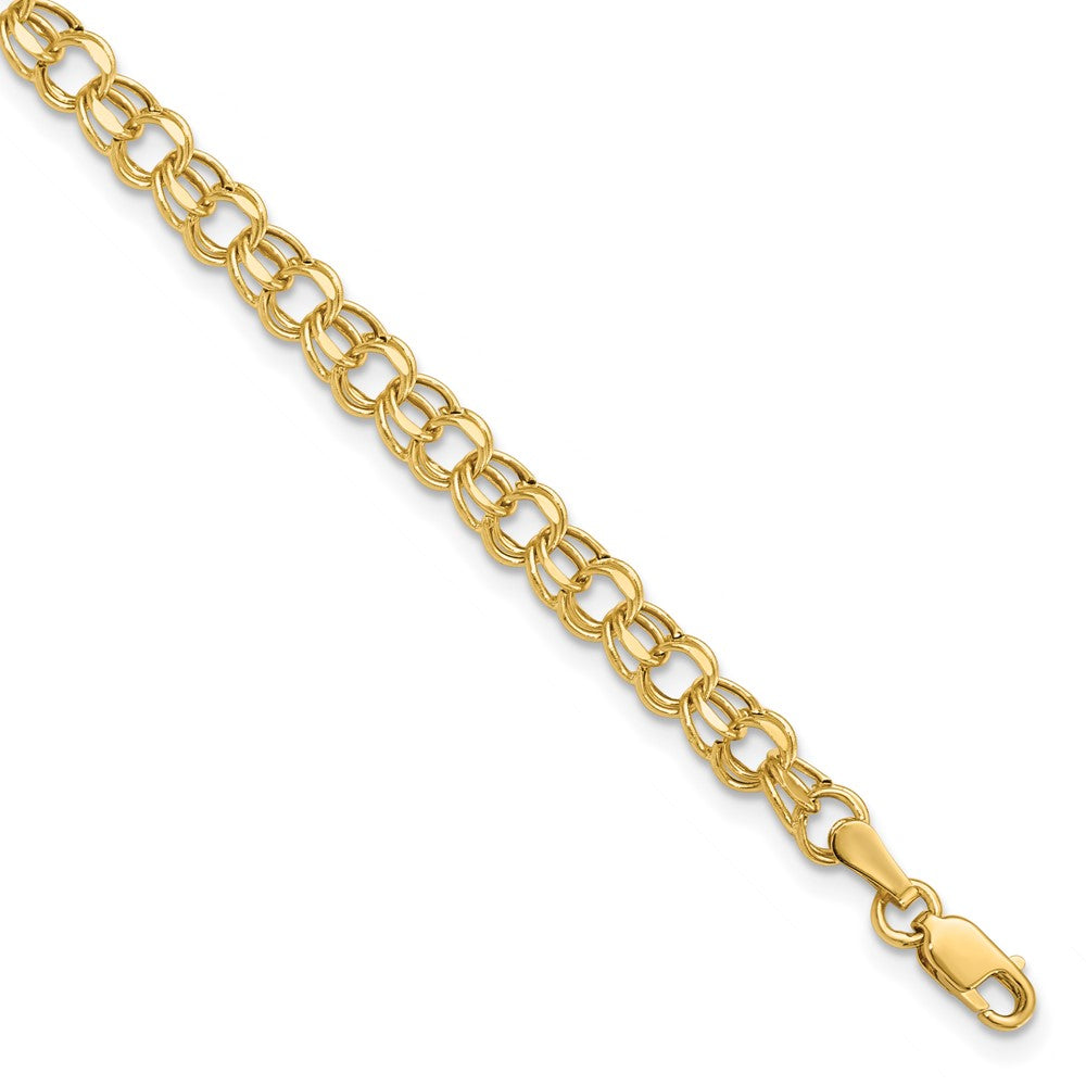 10k 6in 4.5mm Hollow Diamond-cut Double Link Charm Bracelet