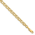 10k 6in 4.5mm Hollow Diamond-cut Double Link Charm Bracelet