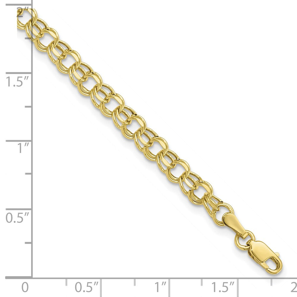 10k 8in 4.5mm Hollow Diamond-cut Double Link Charm Bracelet