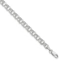 10k White Gold 8in 4.5mm Hollow Dia-cut Dbl Link Charm Bracelet