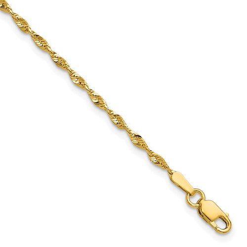 10k 1.8mm Ultra D/C Lightweight Rope Chain Anklet