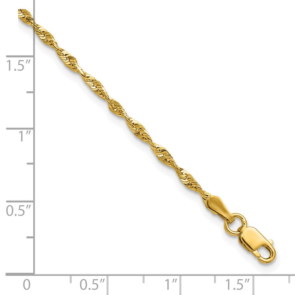 10k 2.0mm Ultra D/C Lightweight Rope Chain Anklet