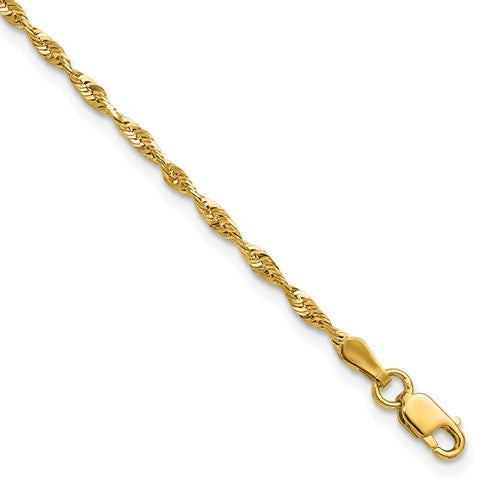 10k 2.0mm Ultra D/C Lightweight Rope Chain Anklet