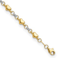 10K Two-tone Polished D/C Heart 7.5in Bracelet