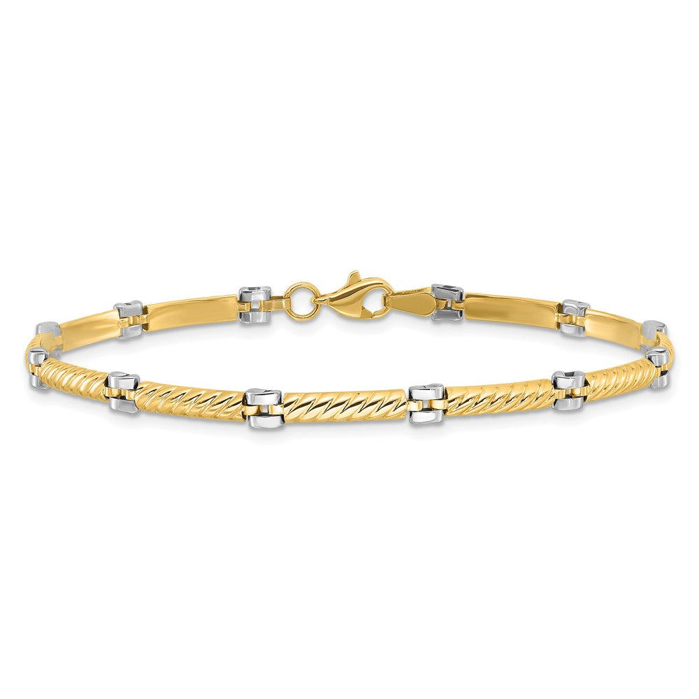 10K Two-tone Polished Fancy Link Bracelet
