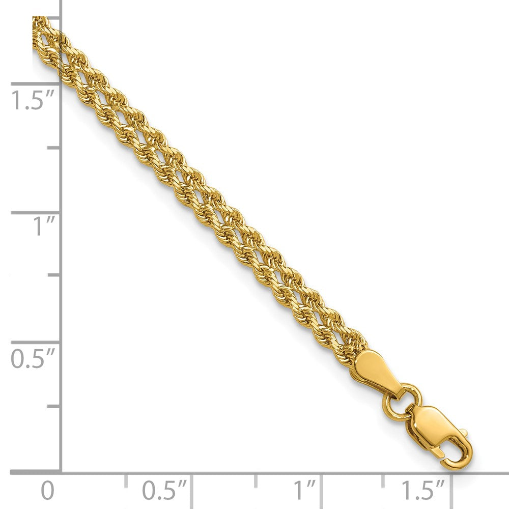 10k 3.0mm Wide Double Strand Rope Bracelet