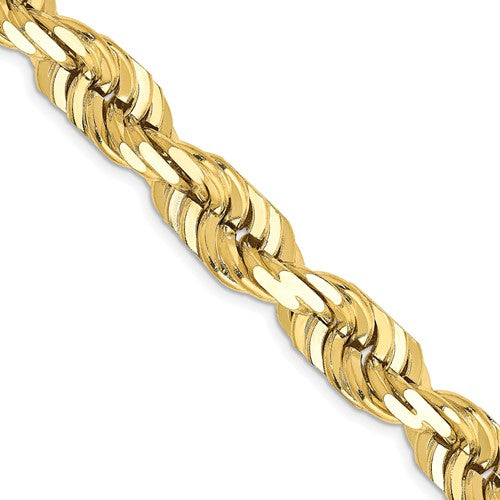10k 10.0mm D/C Rope Fancy Lobster Clasp Chain