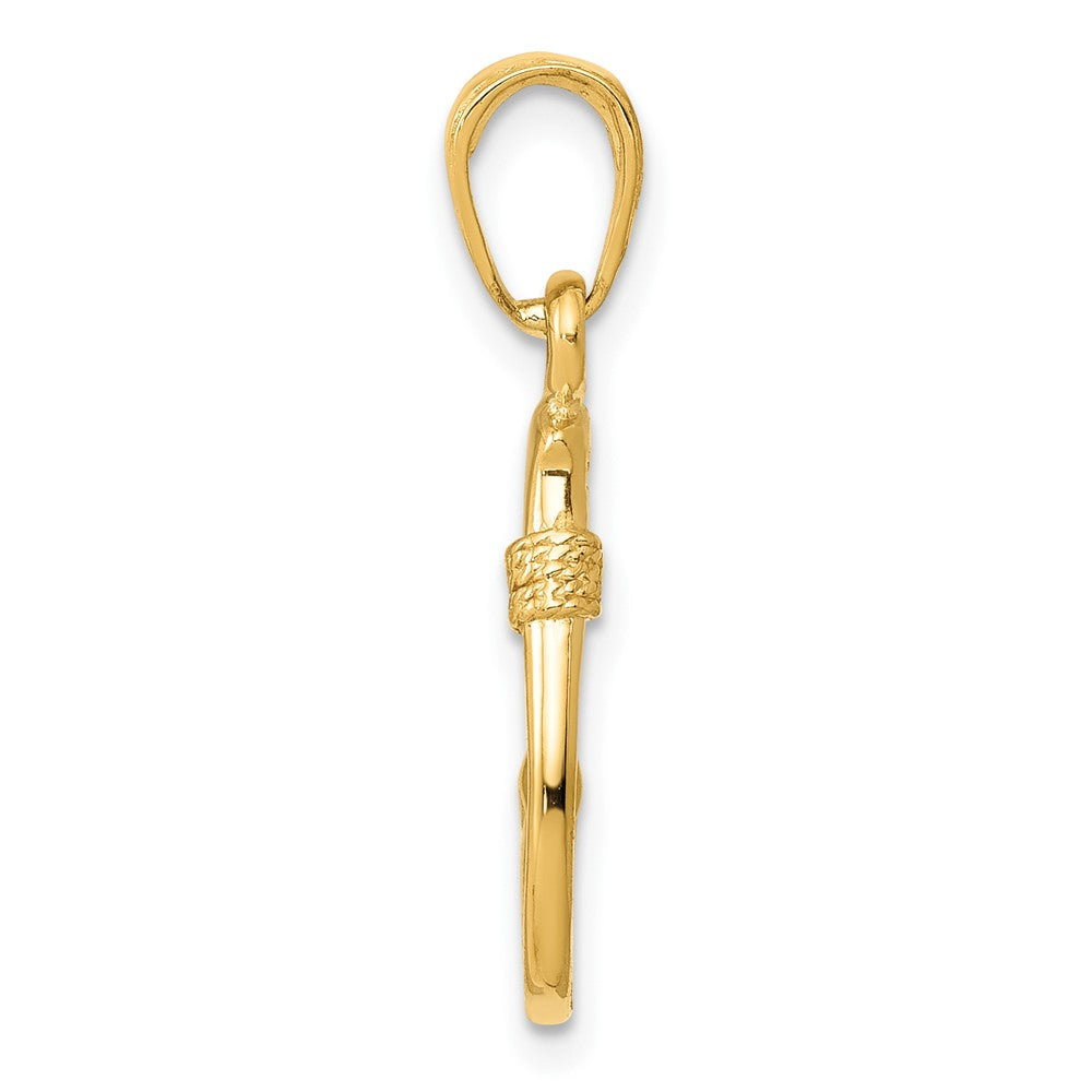 10K 3D Fish Hook Pendant
