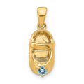 10K 3-D December/Synthetic Stone Engraveable Baby Shoe Charm