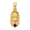 10K 3-D January Engraveable Red Synthetic Stone Baby Shoe Charm
