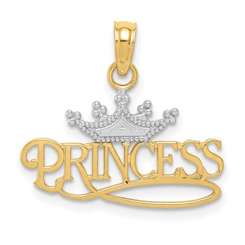 10k w/Rhodium PRINCESS w/White Crown Charm