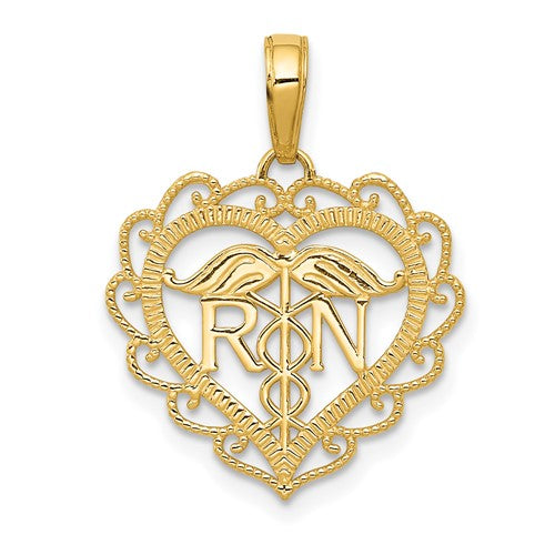 10k Registered Nurse Heart Pendant
