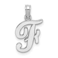 10K White Gold Polished F Script Initial Charm
