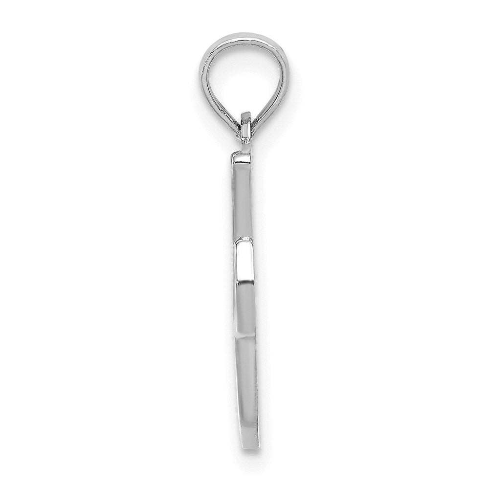 10K White Gold Polished I Script Initial Charm