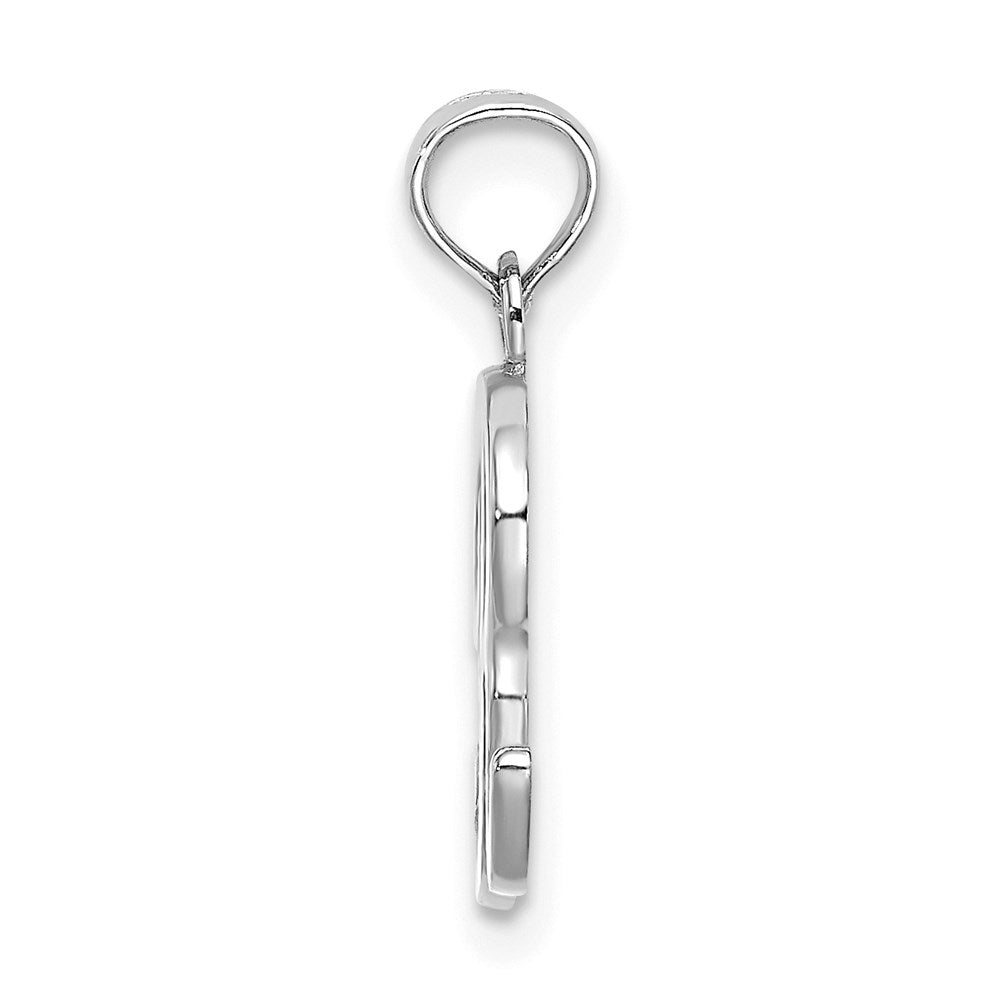 10K White Gold Polished R Script Initial Charm