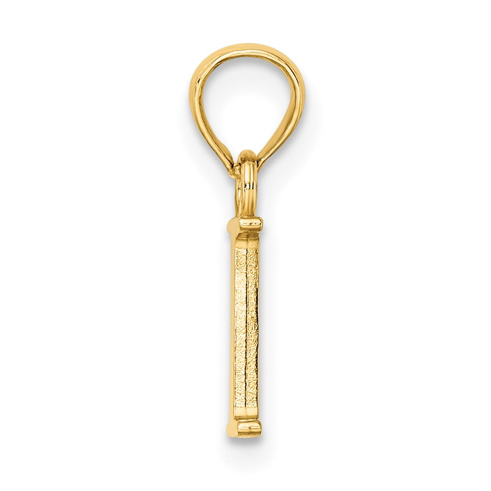 10K Polished I Block Initial Charm