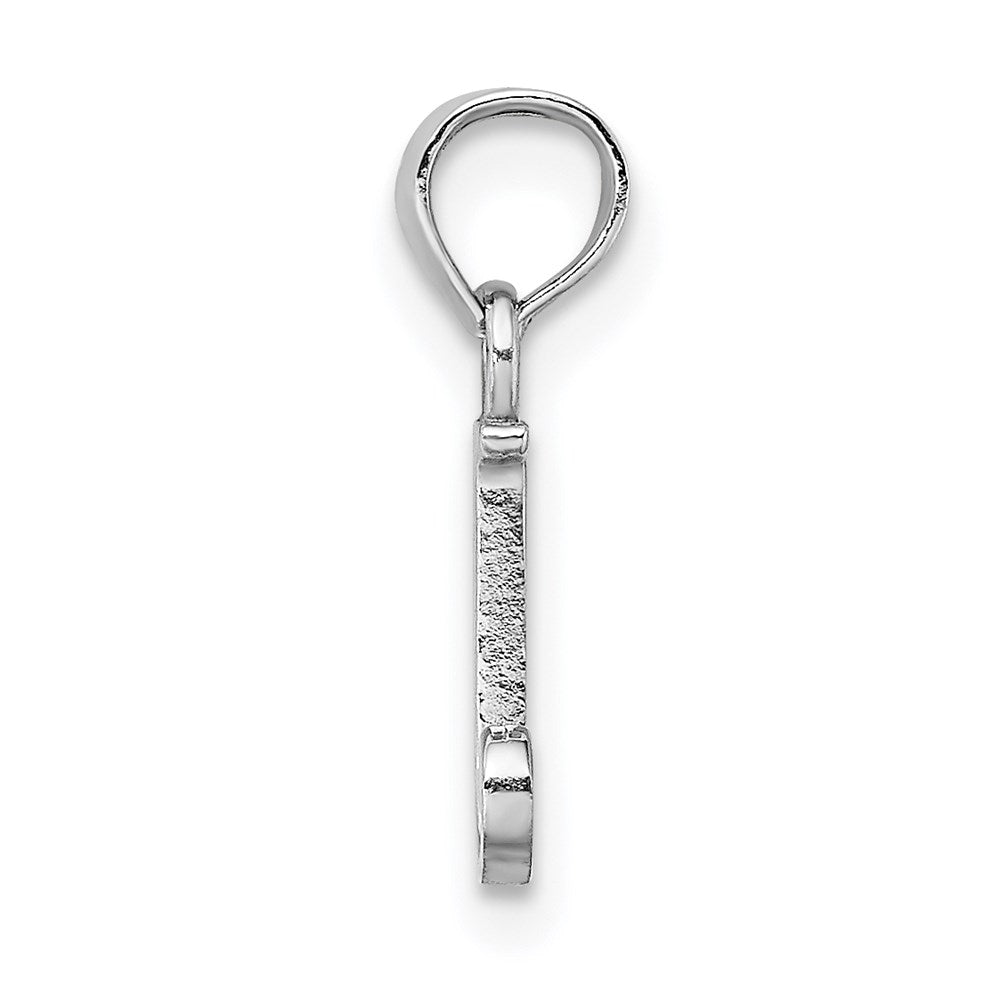 10K White Gold Polished J Block Initial Charm