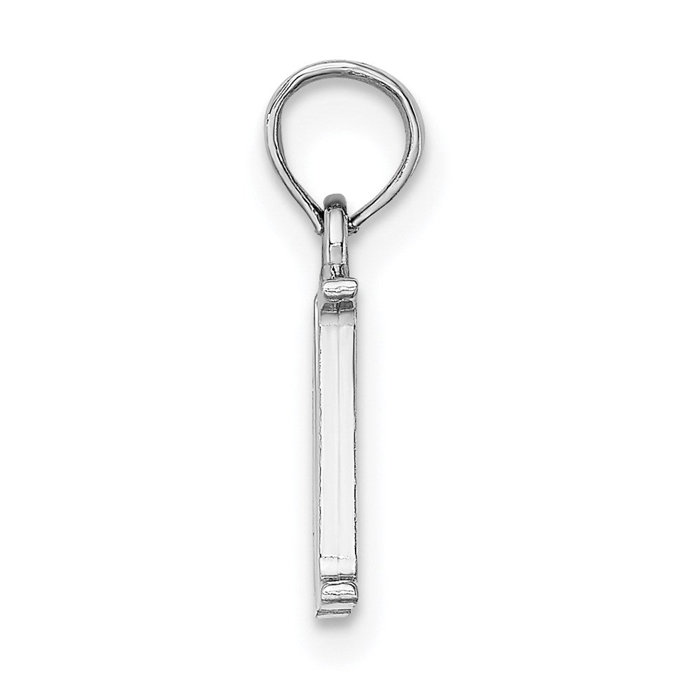 10K White Gold Polished M Block Initial Charm