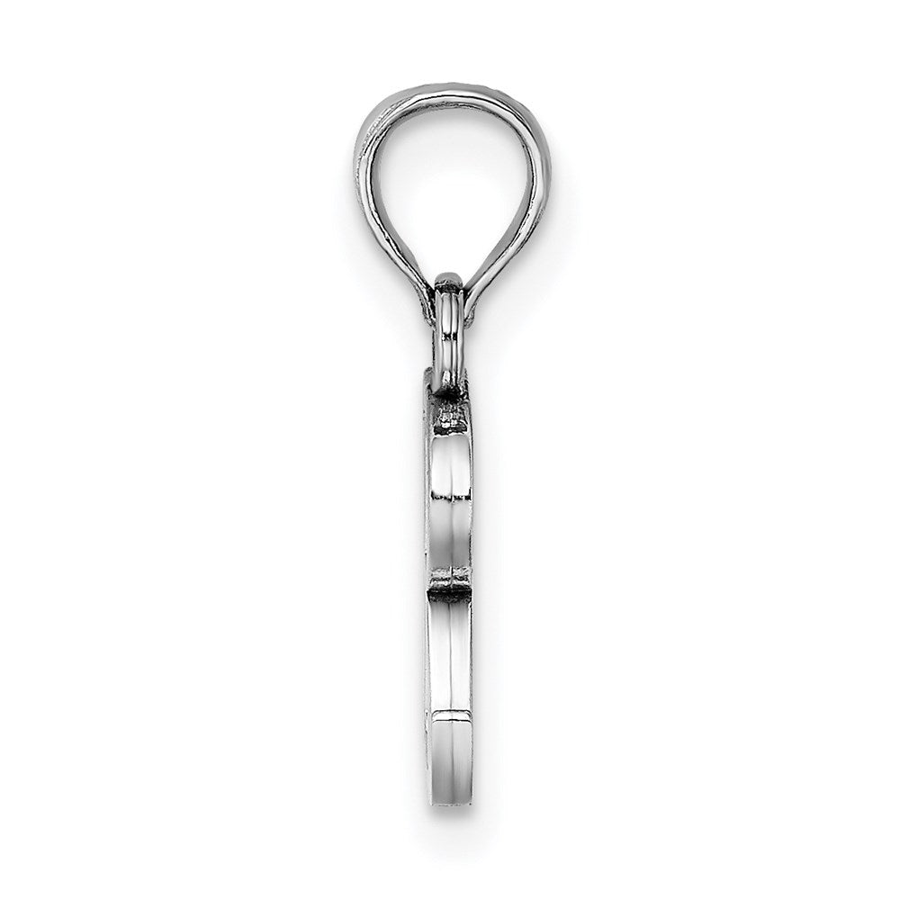 10K White Gold Polished R Block Initial Charm