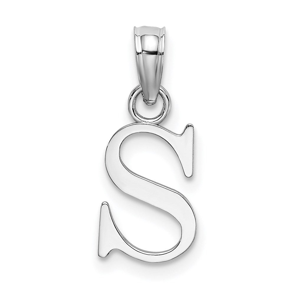 10K White Gold Polished S Block Initial Charm