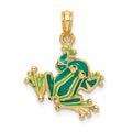 10k Green Enameled Small Frog Charm