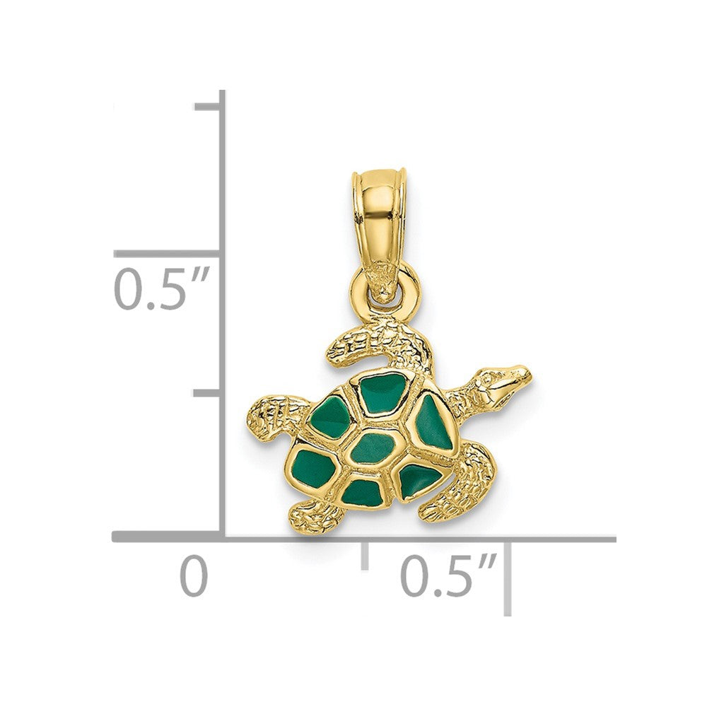 10K Textured and Enameled Sea Turtle Charm