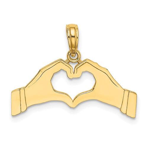 10K Hands Forming a Heart Charm