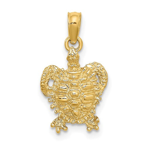 10K 2-D Sea Turtle W/ Spiny Shell Charm