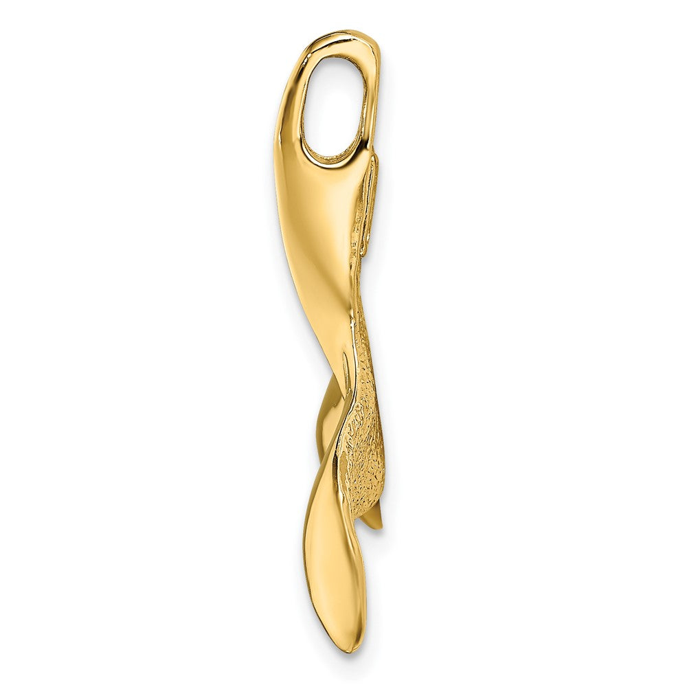 10K 3-D Polished/Textured Whale Tail Charm