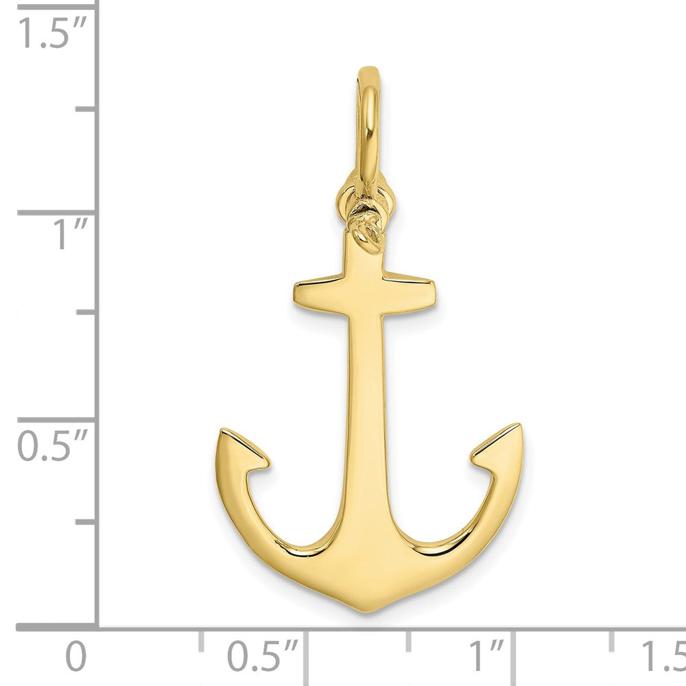 10K 3-D Polished Anchor w/ Shackle Bail Charm