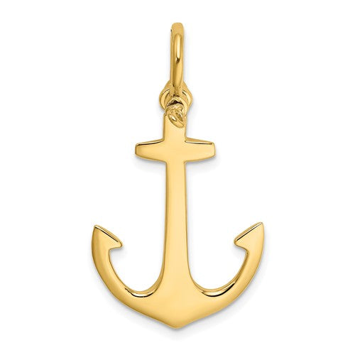 10K 3-D Polished Anchor w/ Shackle Bail Charm