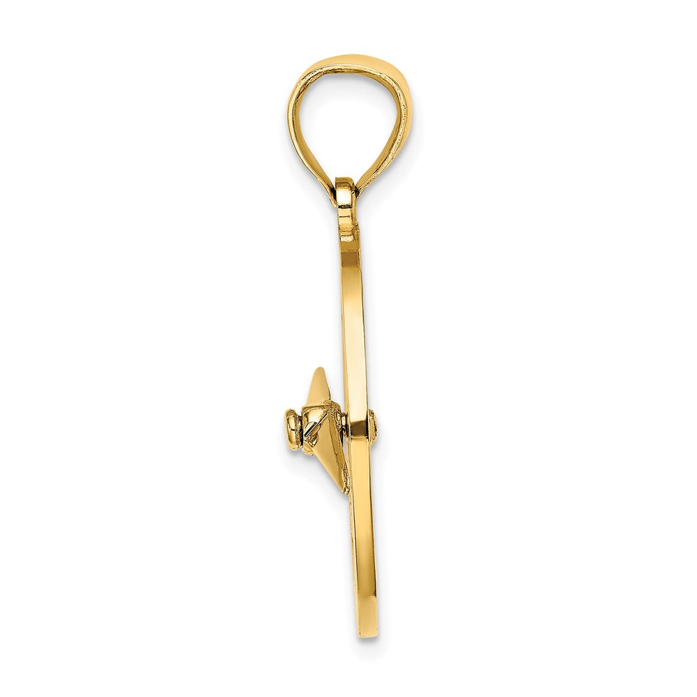 10K Nautical Compass W/Moveable Needle Charm