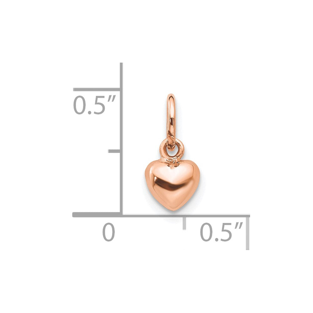 10K Rose Gold Polished 3-D Heart Charm
