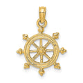 10K 2-D Engraved Ship Wheel Charm
