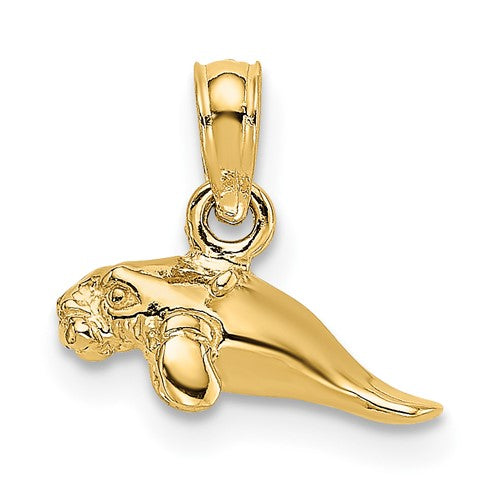 10K 3-D Polished Mini Manatee Charm