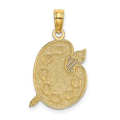 10K Engraved Textured Painters Pallette Charm