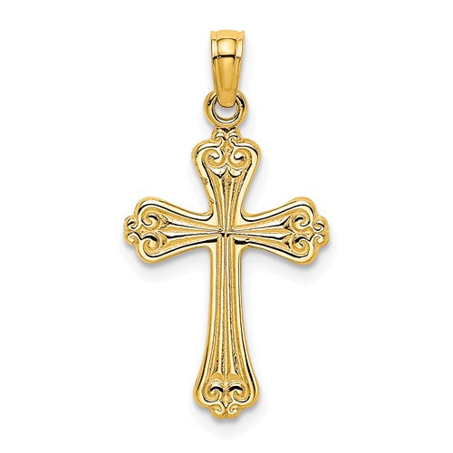 10K Polished Engraved Cross Charm