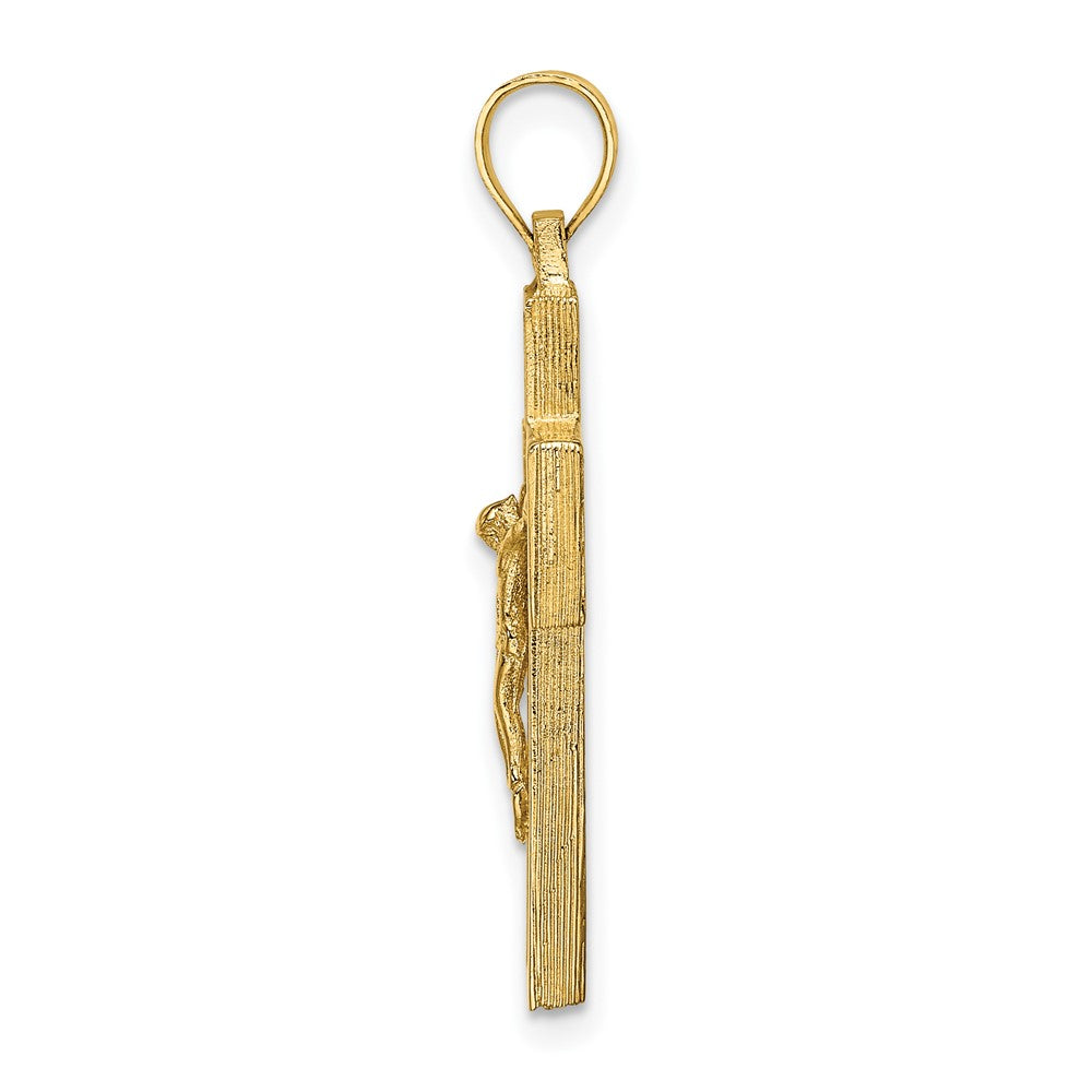 10K Textured Crucifix w/ Frame Charm