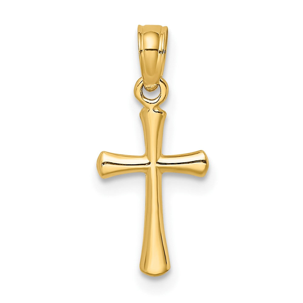 10K Polished Beveled Cross w/ Round Tips Charm