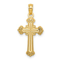 10K Textured Leaves On Edges Cross Charm