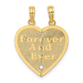 10K FOREVER AND EVER 2 Piece Break-A-Part Heart Charm