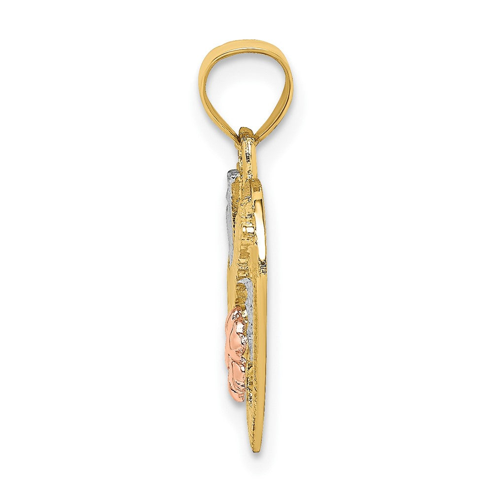 10K Two-tone w/White Rhodium #1 GRANDMA In Heart Charm
