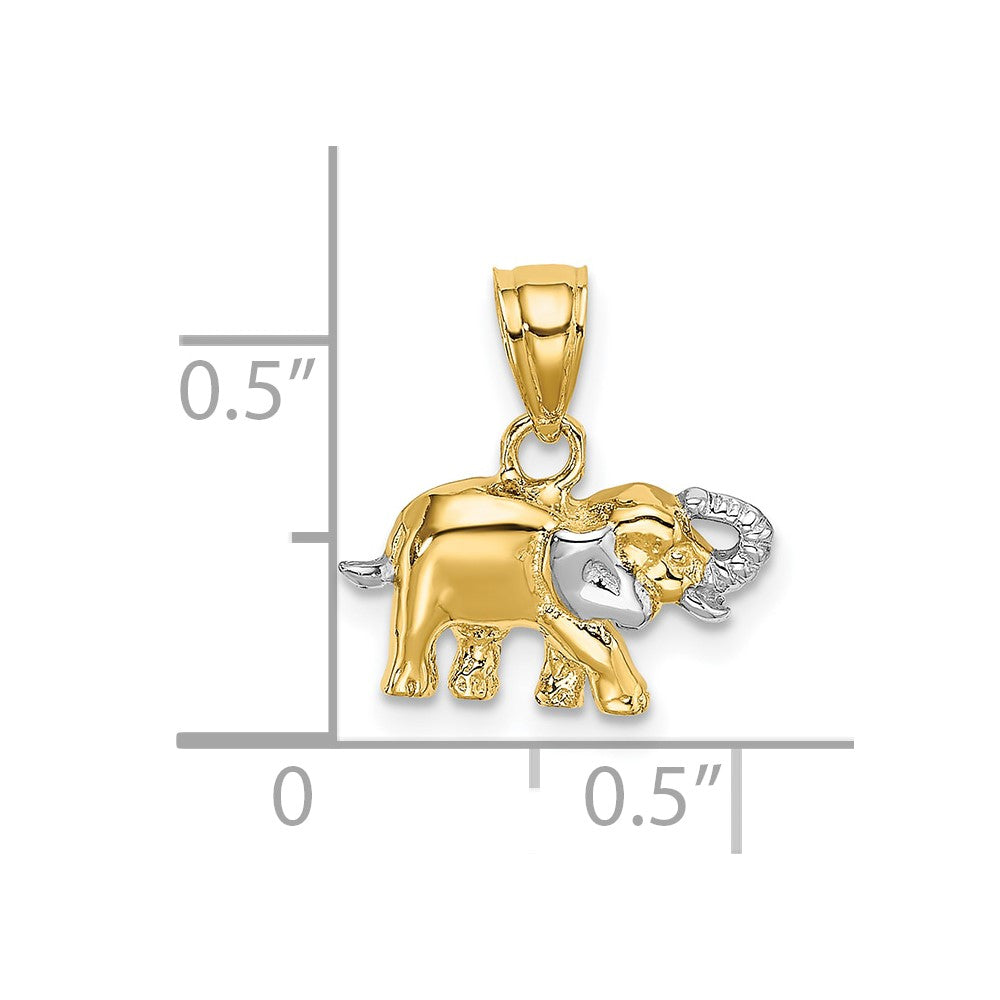 10k w/ Rhodium Small Elephant Charm