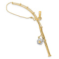 10K w/Rhodium 3-D Moveable Fishing Pole W/ Reel Pendant